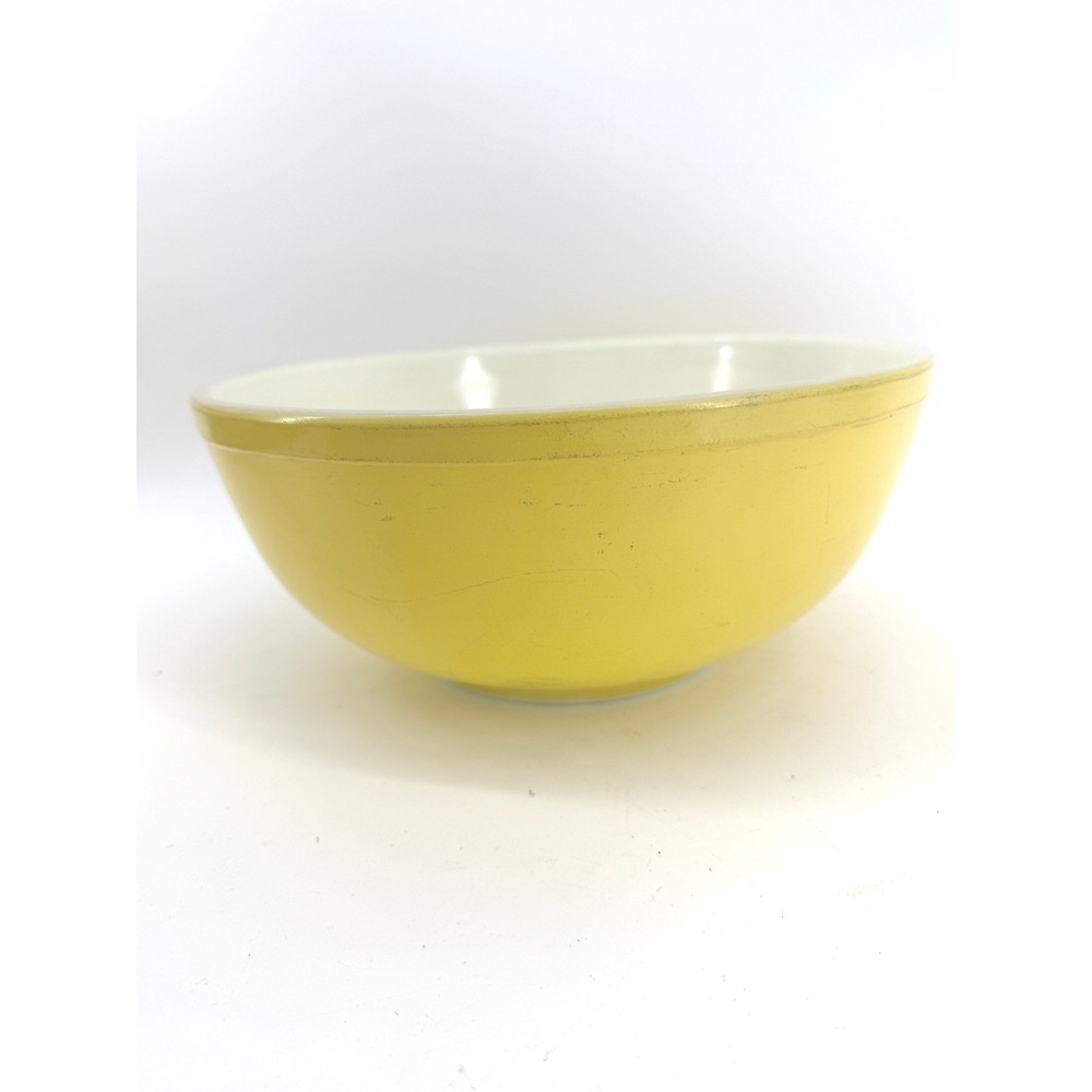 Pyrex Mixing Bowl Unisex 404 4 QT Yellow Vintage Milk Glass MCM Primary Series - Picture 3 of 13